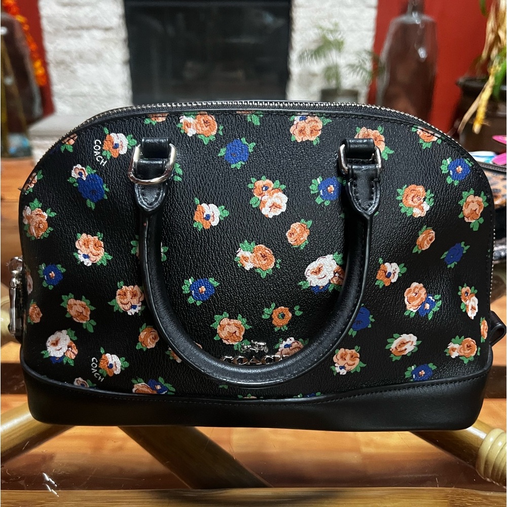 Beautiful COACH Black Floral Handbag Mini Tote Bag See Description NWOT - Picture 3 of 13